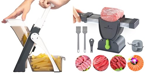 ONCE FOR ALL Safe Mandoline Slicer Gray & Fresh Meat Slicer