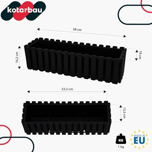 Bac à fleurs rectangulaire anthracite pour pot de fleur extérieur design - 4