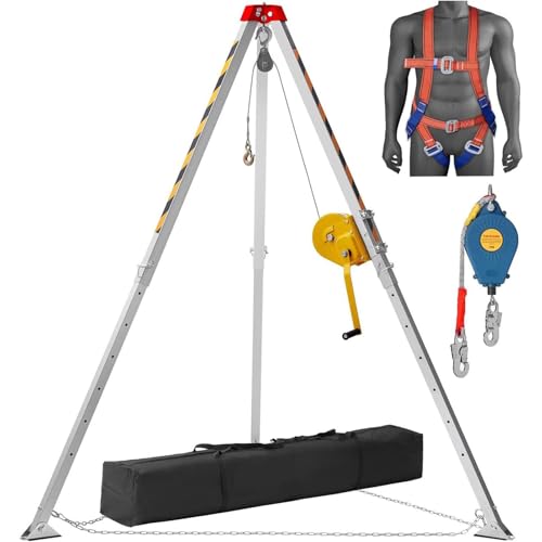 Kit de trípode de rescate en espacios confinados con cabrestante de seguridad, aleación de aluminio para respuesta de emergencia y uso industrial