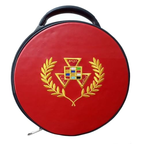 Bricks Masons Past Grand High Priest Royal Arch Chapter Crown Cap Case - Red Leather