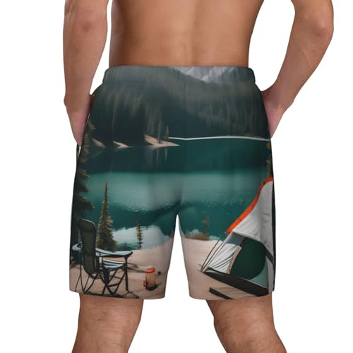 YANYU Serenity Lake Camping Print Men Hawaiian Shorts Quick Dry Swim Trunks Surfing Beach Vacations Summer Activity4