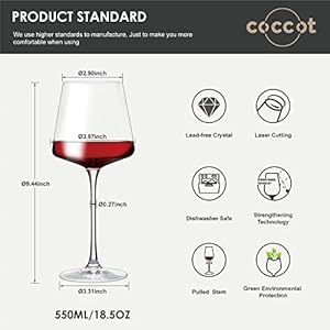 Wine glasses set of 6crystal white wine glassesred wine glass setlong stem wine glassesclear lead free premium blown glassware 185oz6 pack  urban country home decor