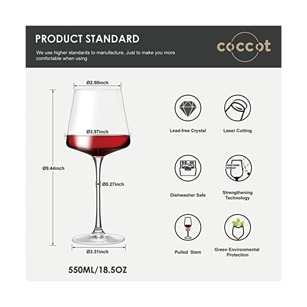 Wine glasses set of 6crystal white wine glassesred wine glass setlong stem wine glassesclear lead free premium blown glassware 185oz6 pack  urban country home decor