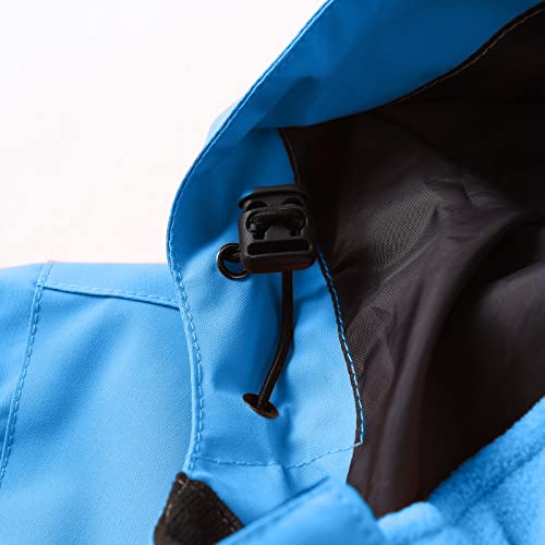 Casaco feminino com capuz e casaco à prova d'água feminino com capuz casaco de chuva,, Azul, Medium
