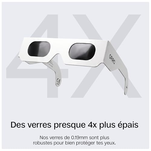 ORRO Lunettes d’éclipse solaire 40 mm, Lot de 2/6/12, Blanches, Protection oculaire certifiée, Testées EN ISO 12312-2:2015, Marquage CE pour observation directe du soleil - Coupe moderne – vue 3