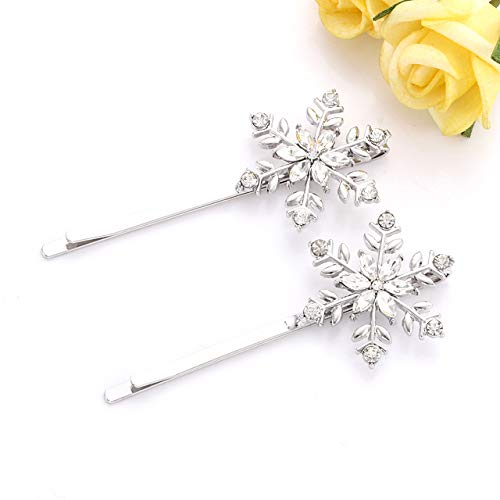 Christmas Bow Snowflake Hair Clip Hairpin Festive Gift Bows Rhinestone Snowflake Alligator Clips Xmas Holiday Party Hair Accessories Gift (Snowflake) #TOP4
