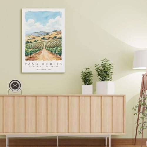 Paso Robles Poster voyage aquarelle 40x60cm pour décoration
