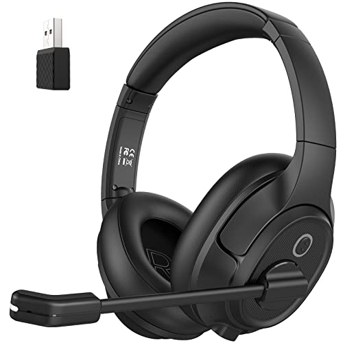 EKSA H6 Bluetooth Headset with Microphone, Over Ear Wireless Headphones with Noise Canceling Mic & USB dongle [up to 55 Hours & 10 Meter Range], Computer Headset for Laptop/Call Center/Office/Teams by EKSA - Used condition - CA$78.19