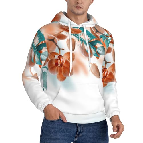 Sweat à capuche imprimé orchidée sarcelle et orange avec cordon de serrage