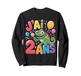8.5 oz, Klassisch geschnitten Enfant Cheval Gecko 2ans Anniversaire Garcon Fillé Lézard Sweatshirt