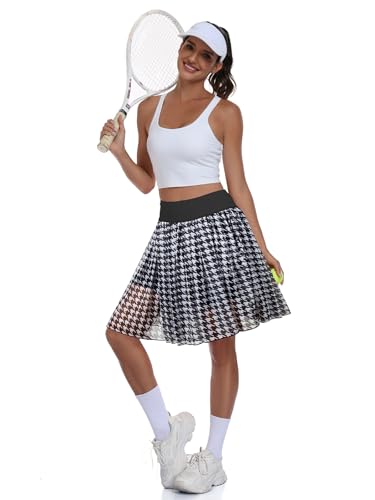 Athletic Pockets Waisted Workout Skorts：Womens Mesh Tennis Skort with High Waist and Built-in Shorts 20" for Golf Casual Black 2XL — view 6