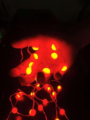Guirlande lumineuse à boules d'éclairage de jardin - 5 mètres - Énergie solaire - Rouge