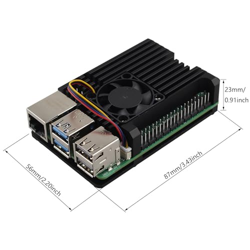 Carcasa de aluminio para Raspberry Pi 5 ZDE con ventilador PWM cooling case 6