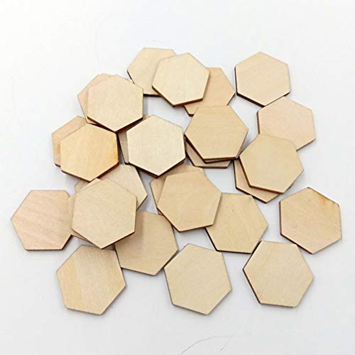 EXCEART 100 Pcs 30Mm Peças de Madeira Forma de Madeira Hexágono Formas de Recorte de Hexágono Inacab