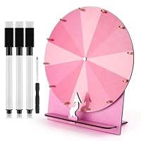 NQEUEPN Hölzernes Glücksrad, 29 cm Preisrad Tisch-Glücksrad Tombola-Rad Roulette-Rad für Glücksspiel Preise Karneval Handelsmesse (Pink)