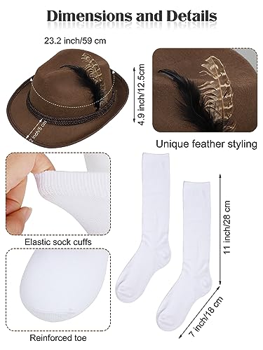 SOMSOC Men’s German Bavarian Oktoberfest Costume Set Includes Mens Lederhosen with Suspenders & Shirt & Socks and Hat3