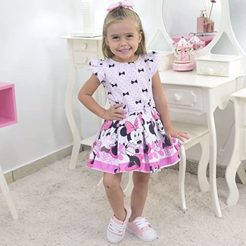 Vestido Minnie Rosa - Meninas Bebês 6 Meses a 10 anos