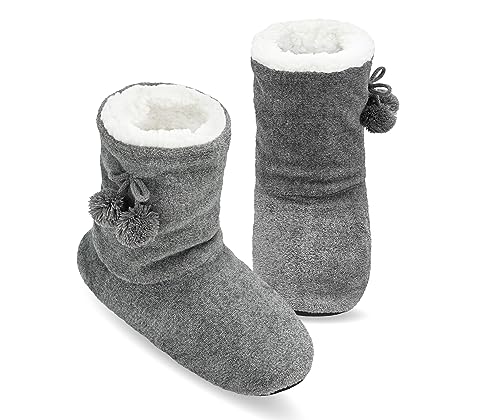 Image of DICUIRD Womens Thick & Warm Slipper Socks with Grippers - Christmas House Slippers