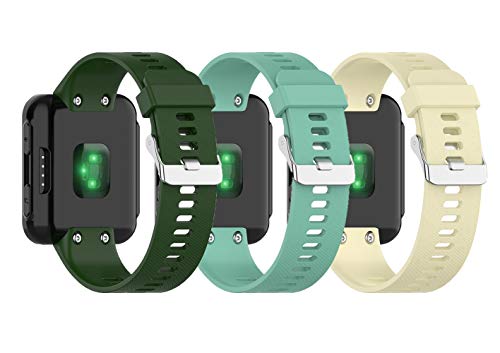Lemspum Replacement Silicone Sport Wrist Bands Compatible with Garmin Forerunner 30,35 GPS Running Watch Accessories Watchstraps with Tool Kits Waterproof (Beige&Teal&Olive)