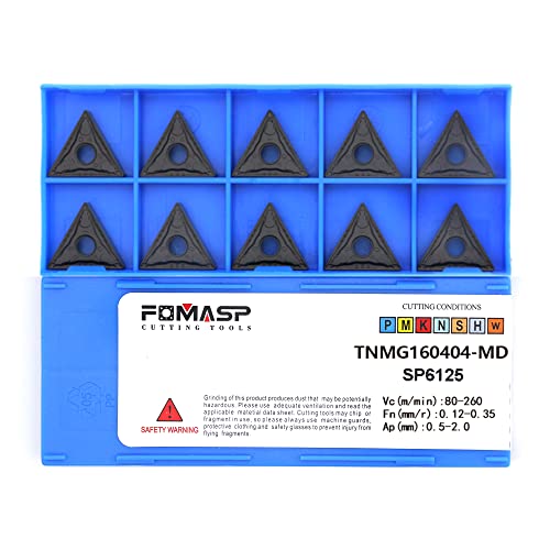 FomaSP TNMG331 / TNMG160404-PM of CNC Carbide Inserts for Steel Turning Cutting Tools, The Chip Breaker PM fit for Semi-Finishing Metal Cutting, 10 PCS.