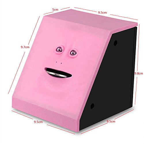 Hstyaig Money Saving Bank, Face Money Eating Box Kids Money Saving Collection Piggy Bank Automatic Novelty Coin Bank (Pink) #TOP1