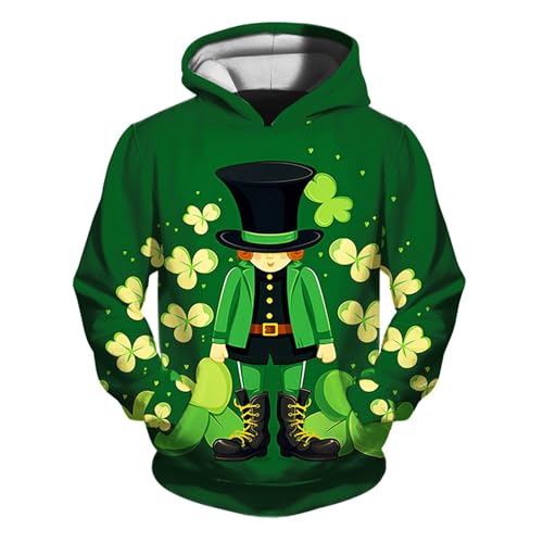 Boy's Fleece Sweatshirts Little Boys Girls Kids Hooded Unisex Sweatshirt 3D Galaxy St. Patrick's Pocket (AG, 3-4 Years)