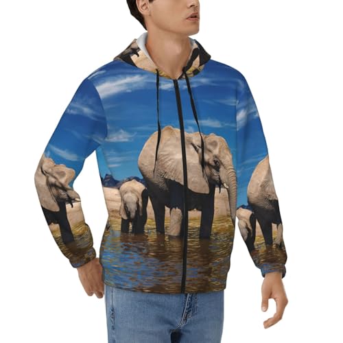 Sweat à capuche zippé éléphant pour homme | Veste sport confortable