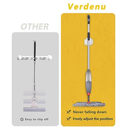 Verdenu 6 Pack Broom Holder Wall Mount, Mop and Broom Holder Wall Mount, Stainless Steel Command Broom Holder with Screws, Garden Tool Storage Organizer for Kitchen, Home, Bathroom, Garage, White by Verdenu - Image 4