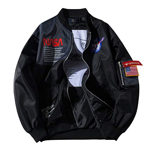 CORIRESHA Mens Apollo NASA Patches Slim Fit Bomber Jackets Windbreaker