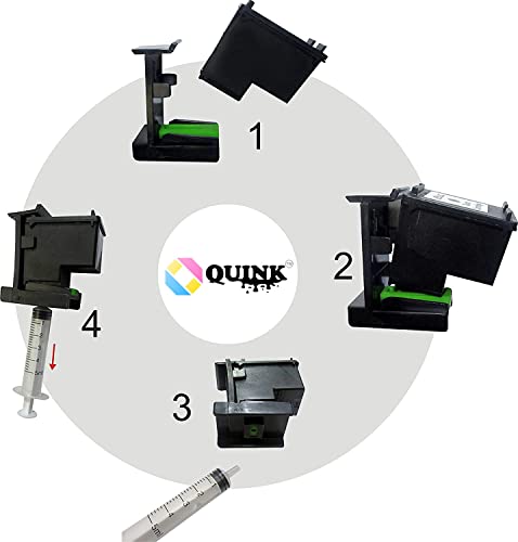 Image of QUINK Inkjet Refill Ink for use All Inkjet, deskjet, officejet Printers and Cartringes forHP priner cartridges &Canon Printer cartridges (Full Set) (2 BK 1 Syringe 1 Tool)