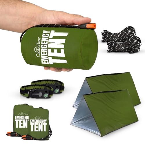 CloudTen Emergency Tent: Lightweight 2 Person Survival Tent with Multi-Function Paracord Bracelets - Essential Survival Gear & Bug Out Bag Items for Preppers, Hikers, Survivalists, Campers, Boy Scouts