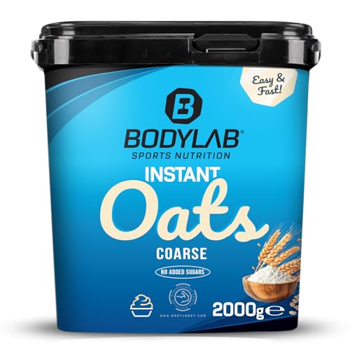 Bodylab24 Instant Oats 2kg, grob gemahlen, aus 100% natürlichen Vollkorn-Haferflocken, ausgezeichneter Kohlenhydratlieferant, unterstützt ein langes Sättigungsgefühl, ohne Zuckerzusatz