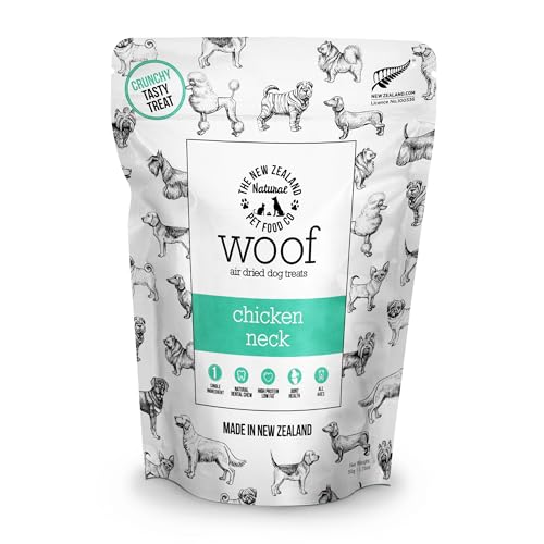 The New Zealand Natural Pet Food Co. - Air Dried WOOF Chicken Neck Treat - Mixer or Topper - Air Dried High Protein Natural Single Ingredient - 1.76oz