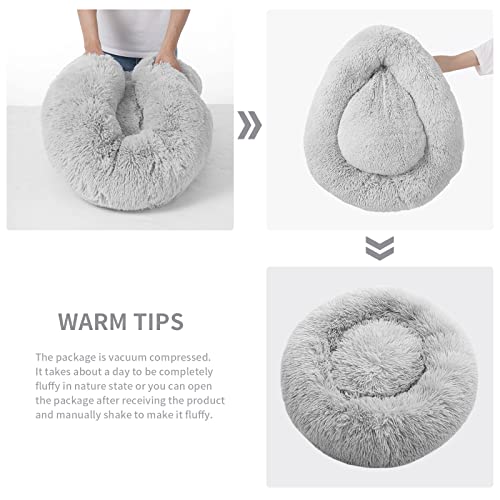 YOJOGEE Small Cat Bed for Indoor Cats Self-Warming Donut Kitty Bed for Small Cats Keeping Warm Washable Pet bed with Anti Slip Base - Image 3