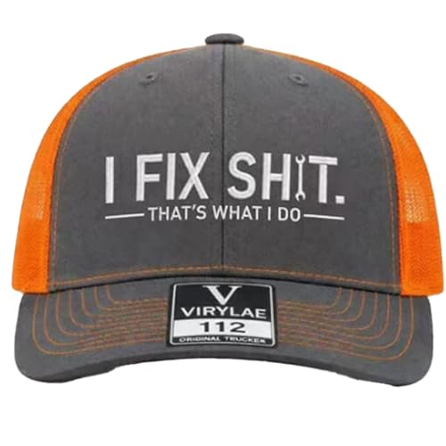 GLSAYZU I Fix Shit Trucker Cap für Herren – Lustige Mechaniker- und Heimwerker-Cap, verstellbare Baseballkappe aus Mesh, witzig für Väter (C)