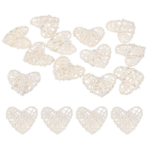 M METERXITY 12-Pack Heart Shaped Wicker Rattan Balls 60mm/2.4 Inch Decorative Rattan Balls Orbs Vase Fillers Bowl Fillers for Christmas/Weddings/DIY Crafts/Home Decor [White]