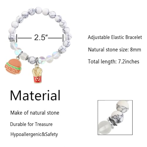 FUSTMW Funny French Fry Gifts Hamburger Bracelets French Fries Jewelry Hamburger Gift for Burger Lovers Fast Food Gifts2