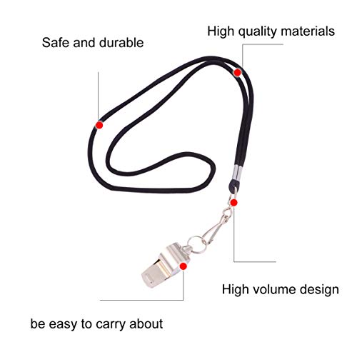 Apitos esportivos de aço inoxidável da Besportble, 6 peças, apitos altos e nítidos com cordão para l