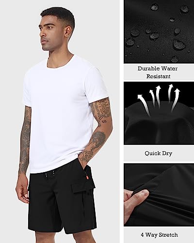 Innerbut Men'S Cargo Shorts Quick Dry Lightweight Stretch Hiking Shorts For Men With 5 Pockets No Lining Black thumb #3