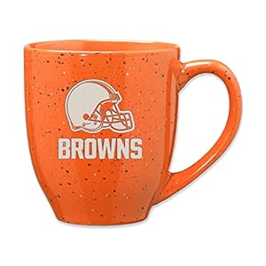 Rico Industries NFL Football Cleveland Browns Primary 16 oz Team Color Laser Engraved Ceramic Coffee Mug
