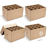 Feifeiya 4 Pack Wine Glass Moving Boxes Kitchen Moving Boxes with Handle Kitchen Kit with Lid for Dish Glassware (20 x 15 x 12 Inch)
