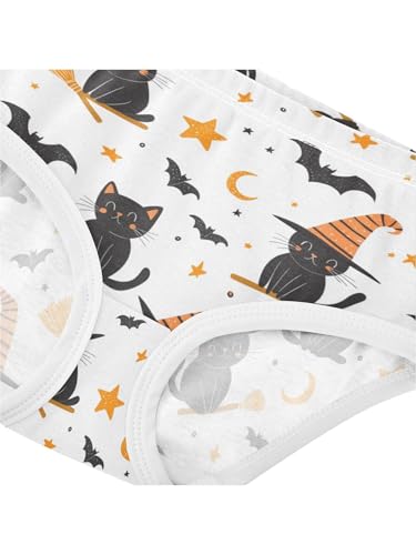 ZZKKO Halloween Hat Cat and Moon Star Girls Underwear Toddler Panties for Girls Comfort Brief Size 2T4