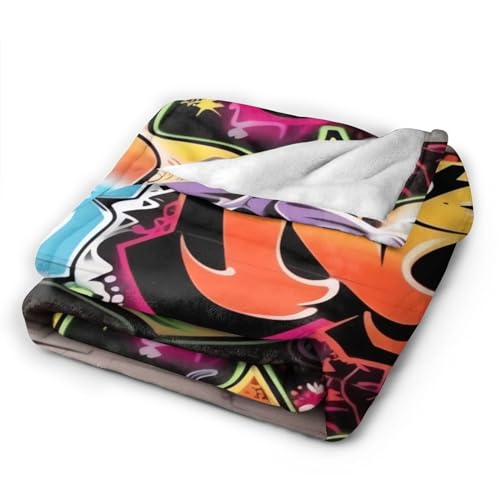 Couverture micro ultra douce graffiti KHiry 203x152 cm pour lit