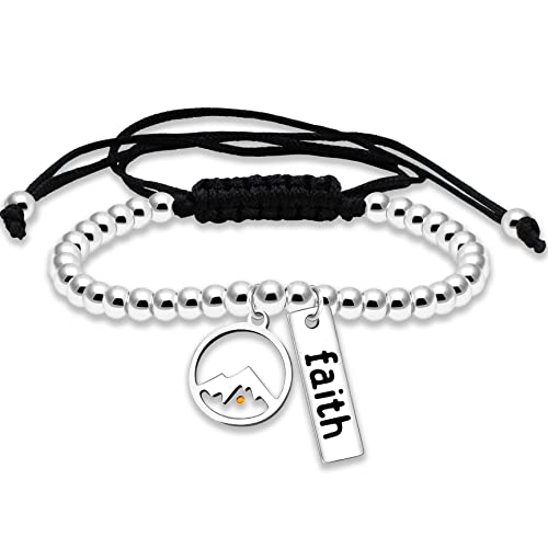 Image of Uloveido Copper Brass Beads Ball Bracelet Adjustable Braided Rope Bracelet with Mustard Seed Charm