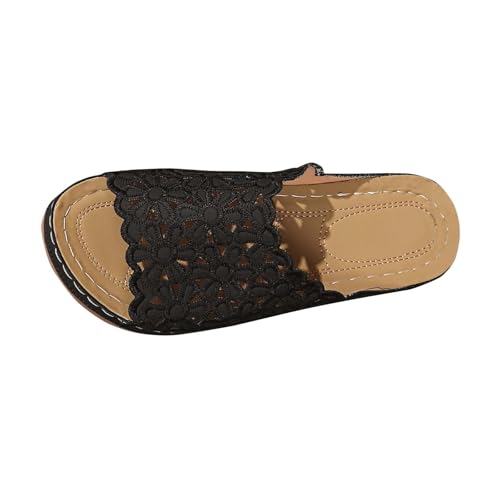 Scarpe da donna Sandali da donna casual estivi a forma di fiore, con zeppa e tacco a zeppa, comodi, Nero , 37.5 EU