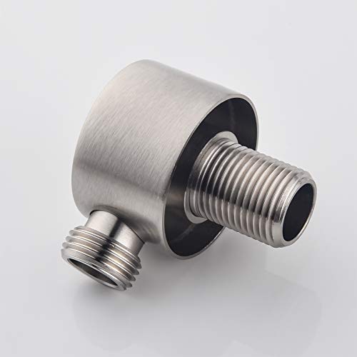 Keymark Wall Supply Elbow, Brass Round Wall Mount Shower Hose Connector G 1/2″ Drop Ell Union Water Outlet For Handheld Hand Shower, Brushed Nickel #TOP3