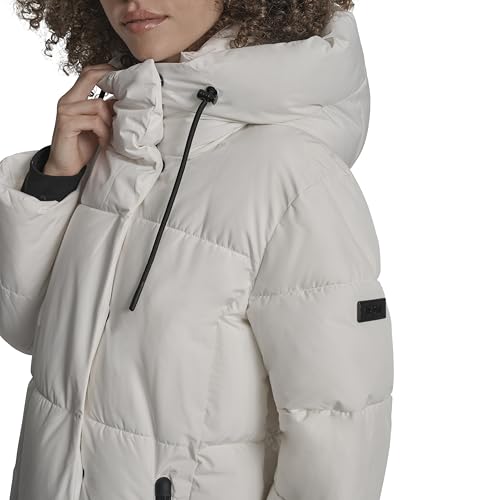 Image of DKNY Women's Hooded Long Down Alternative Puffer Jacket, Black, Large
