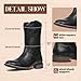 Grakihily Cowboy Boots For Men with Wide Square Toe Western Retro Boot Durable Classic Fashionable Embroidered Country Pull On Slip Resistant Boots