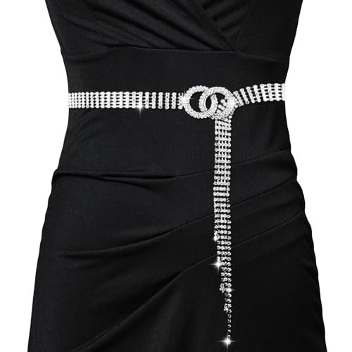 UILYNIU Cinturón Mujer Cinturón de Boda de Cristal de Diamantes de Imitación Mujer Vestidos Fajín con Apliques Cadena de Cintura de Novia para Fiesta, vestido de fiesta brillante