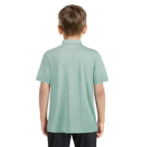 Image of Boys Polo Shirts Short Sleeve Striped Performance Moisture Wicking Dry Fit Golf Shirts for Boys Youth Kids